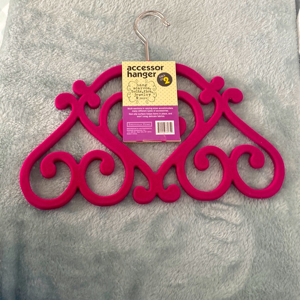 Sheffield Pink Accessory Hanger pack of two for scarves belts ties jewelry etc.